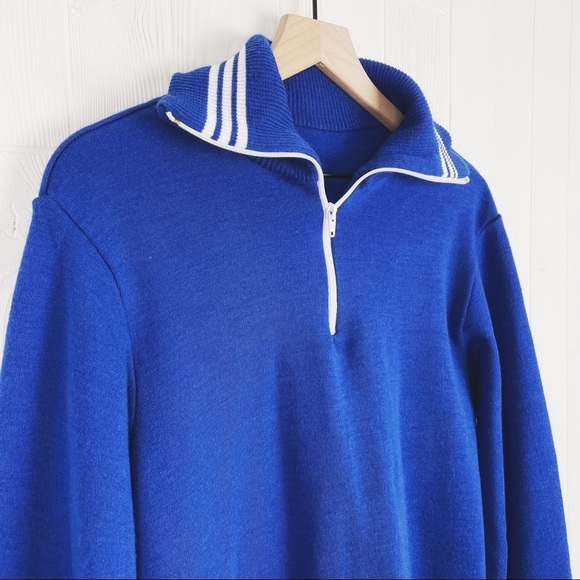 Vintage Wool Blend Varsity Quarter Zip Sweater - Picture 3 of 7